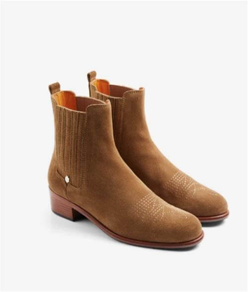 Rockingham Flat Ankle Boot in Tan suede