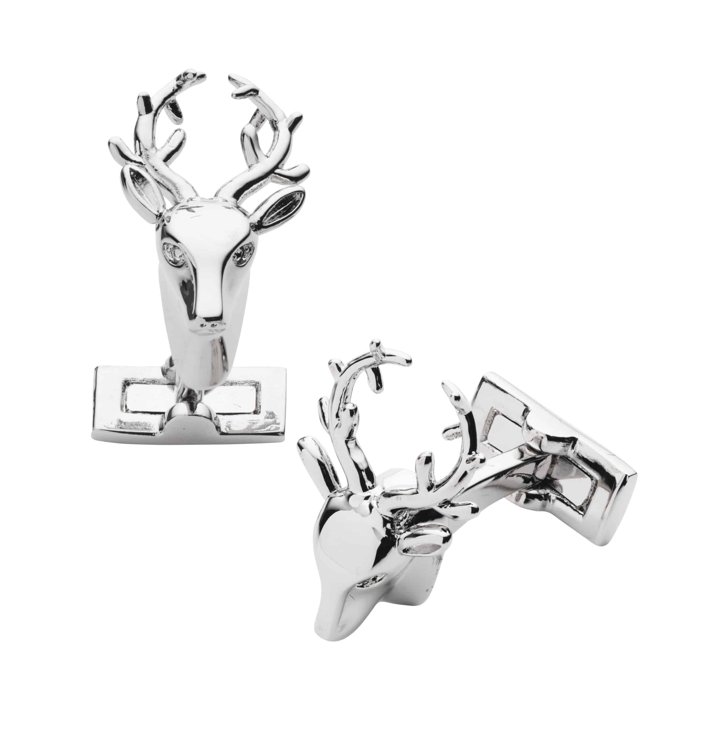 Trophy Deer Cufflinks in Silver