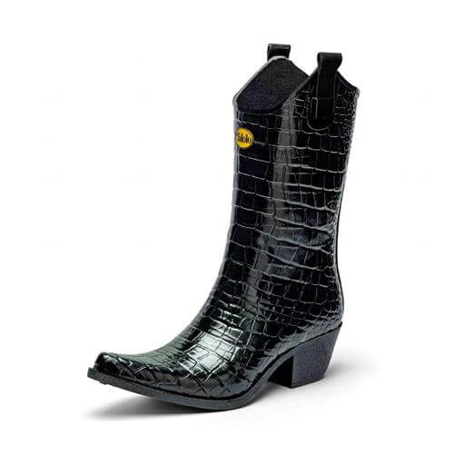 Urban Croc Effect Cowboy Wellies – Black