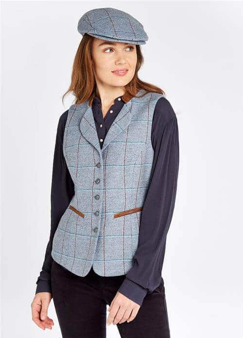 Spindle Tweed Waistcoat in blue heather