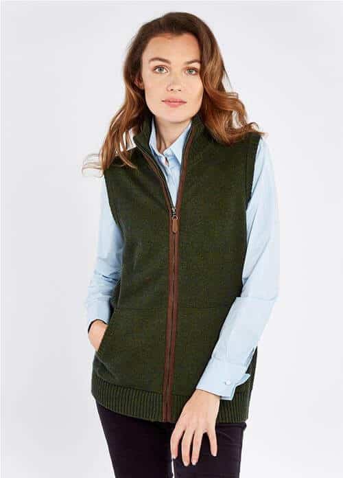 Sheedy Ladies Knitted Gilet in Olive Green