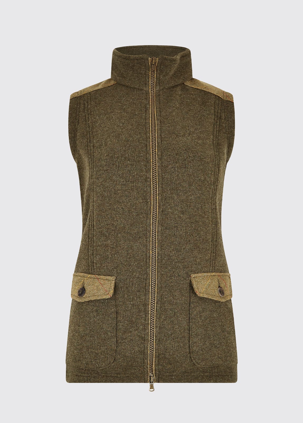 Cherrywood Tweed Gilet in Dusky Green