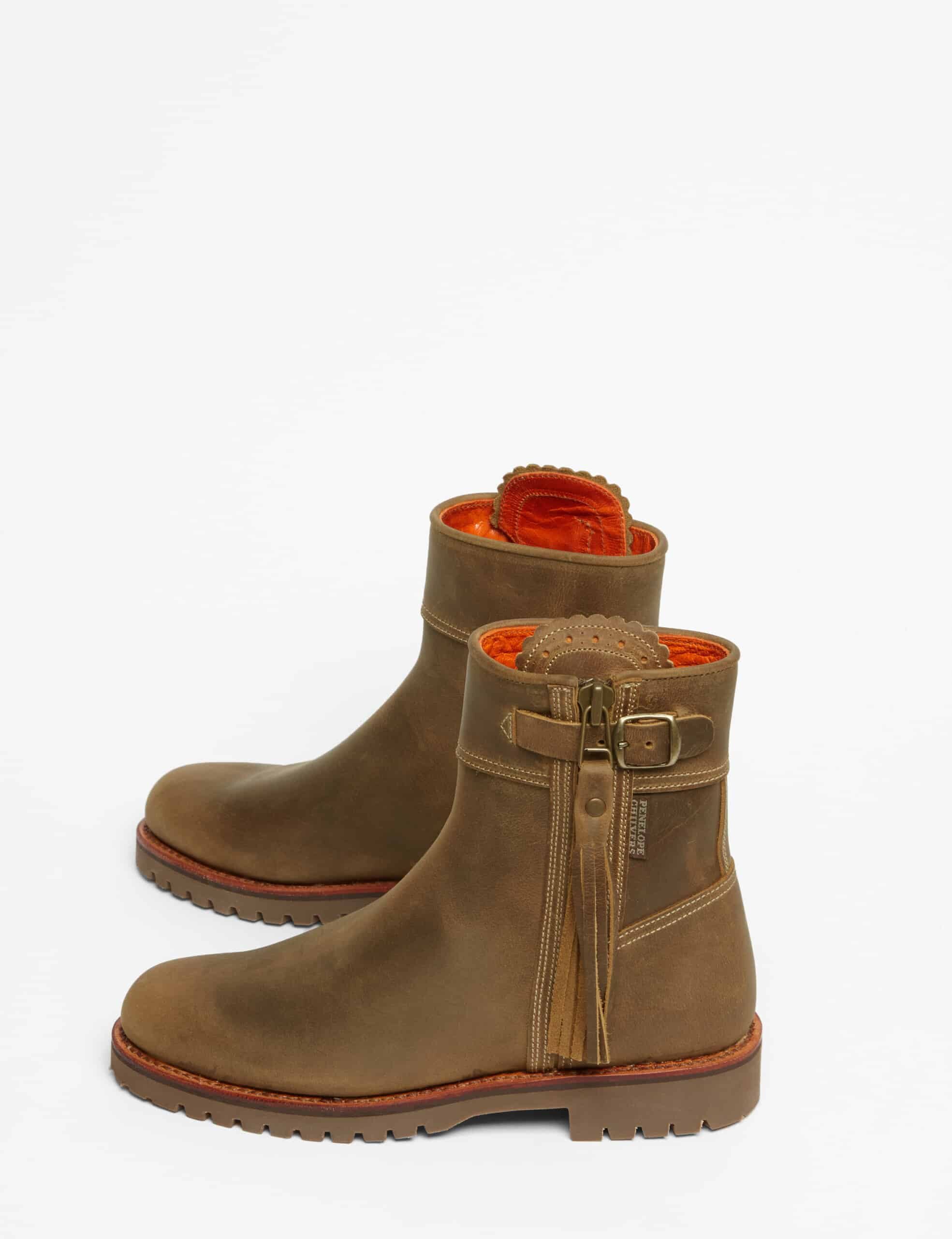 Cropped Leather Tassel Boot in Biscuit