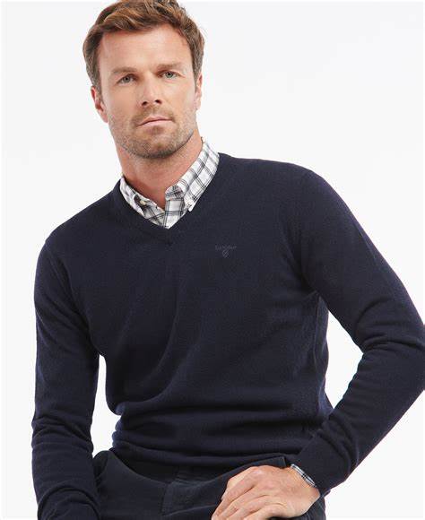 Essential Lambswool V Neck Jumper – Navy