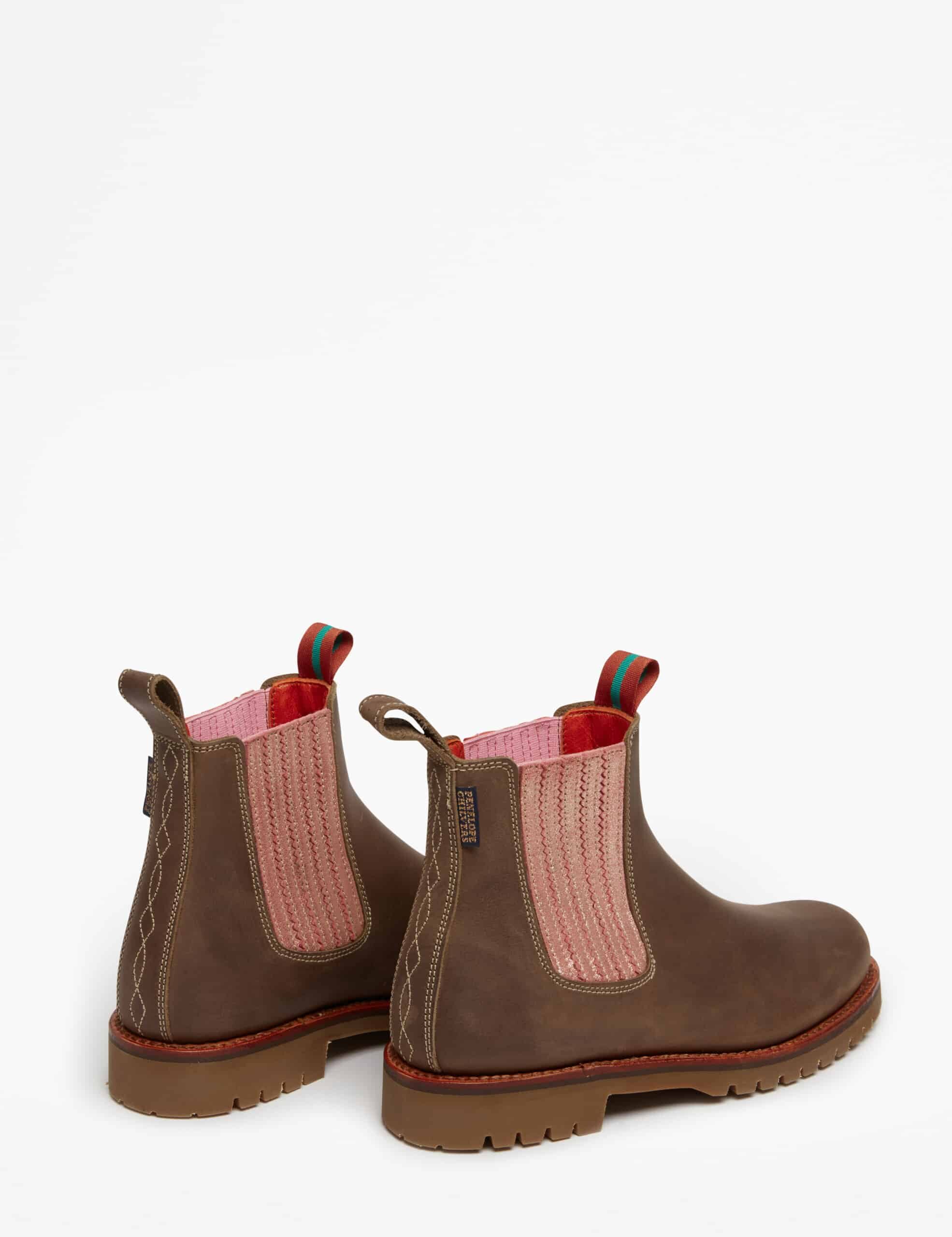 Oscar Leather Chelsea Boot in Khaki and Tea Rose