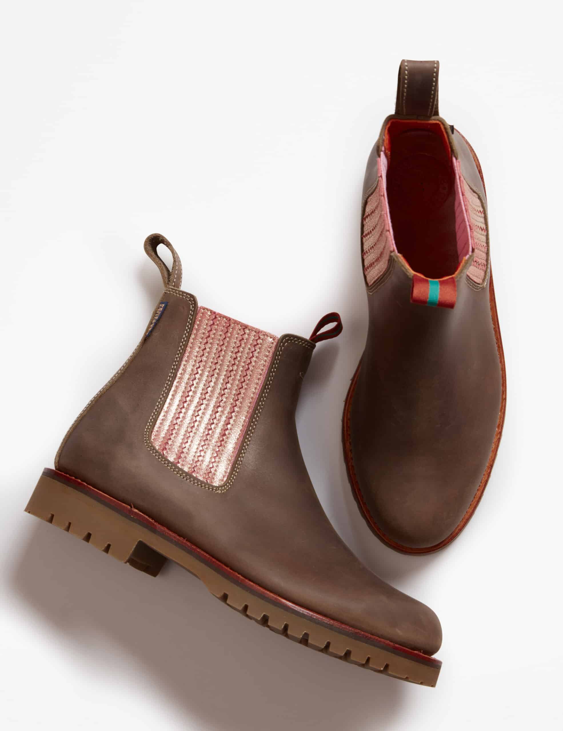 Oscar Leather Chelsea Boot in Khaki and Tea Rose