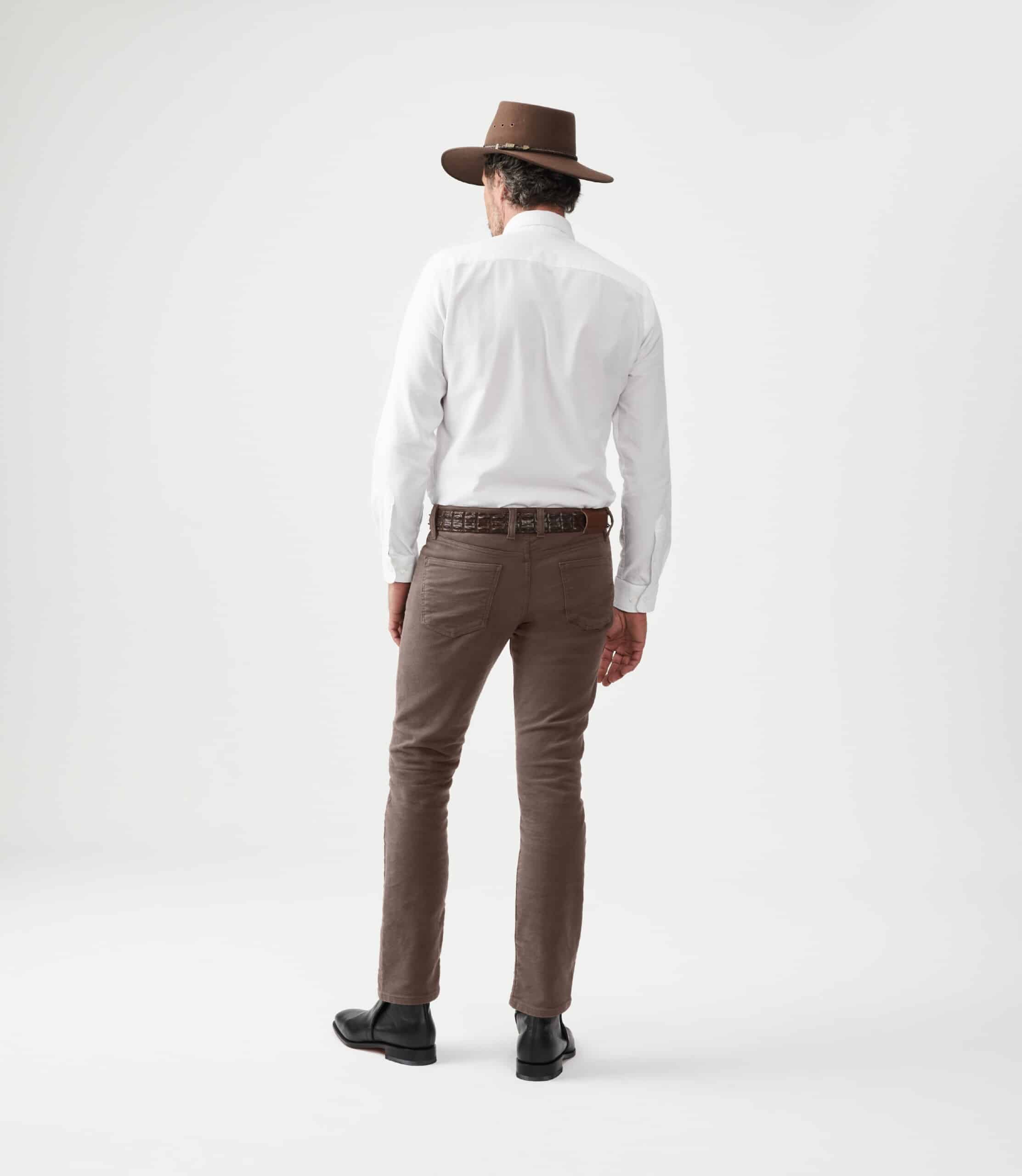Ramco Moleskin Trousers in Taupe Out and About