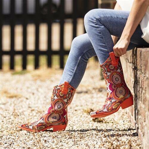 Aztec Funk Cowboy Wellies – Orange