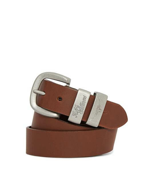 Men’s 3 piece belt in dark tan