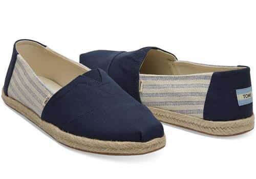 mens navy stripe shoe on rope sole