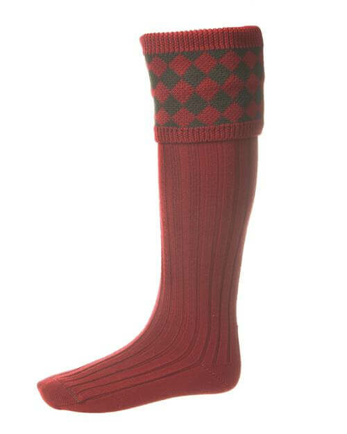 Chessboard Sock – Brick Red