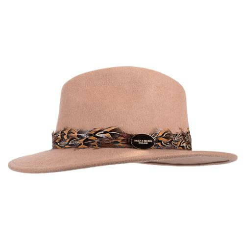 Suffolk Fedora in Camel (Pheasant Feather Wrap)