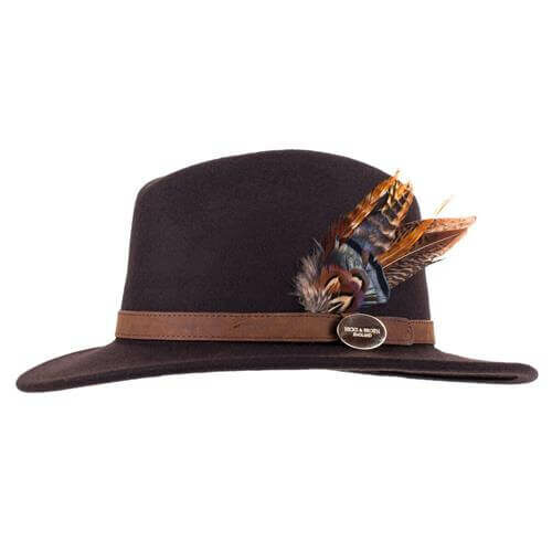 Suffolk Fedora in Dark Brown (Gamebird Feather)