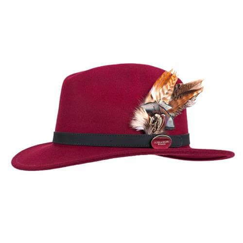 Suffolk Fedora in Maroon (Gamebird Feather)