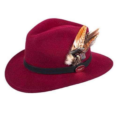 Suffolk Fedora in Maroon (Gamebird Feather)