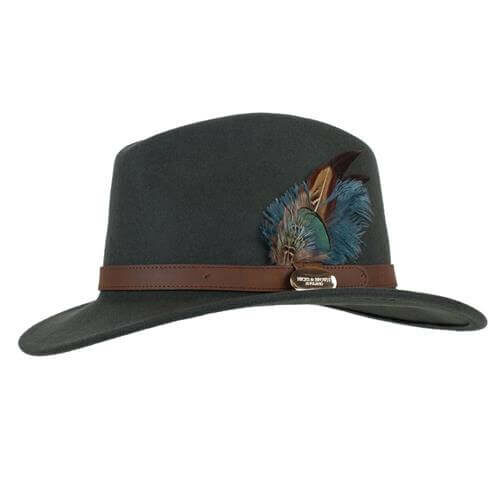 Suffolk Fedora in Olive Green (Classic Feather)