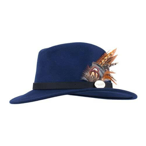 Suffolk Fedora in Navy (Gamebird Feather)