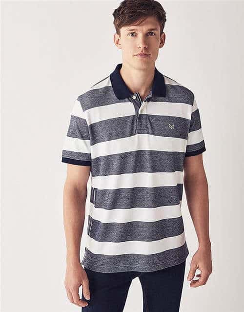 Oxford polo in Navy/white stripe size XL