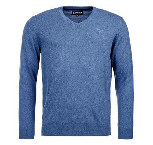 Pima Cotton V-Neck Jumper – Dark Chambray Size Small