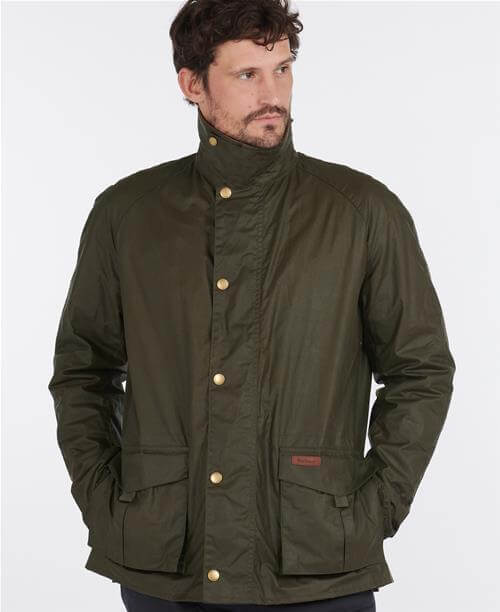 Alderton Wax Jacket in Archive Olive - Out and About