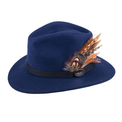 Suffolk Fedora in Navy (Gamebird Feather)