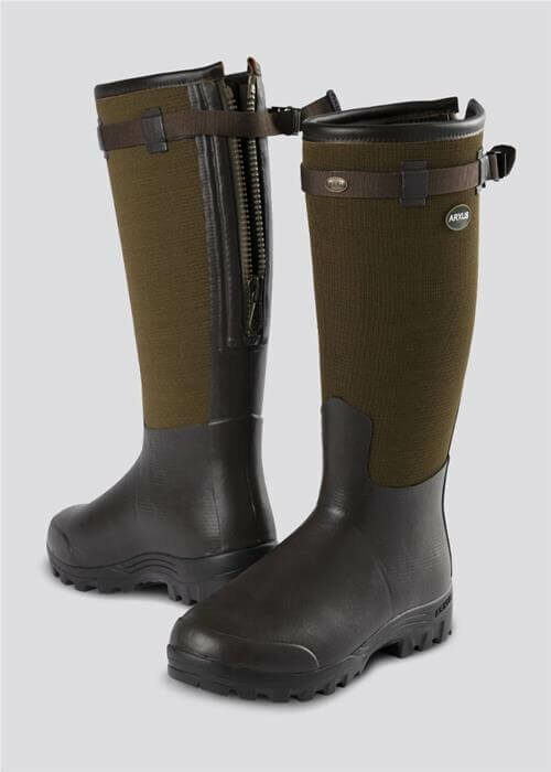 Ladies Neoprene Wellingtons With Half Zip – Olive