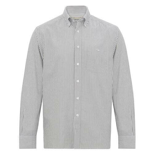 Collins Shirt – Olive/ White Stripe