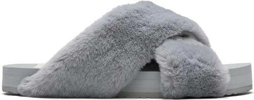 Susie Slippers in Grey Faux Fur