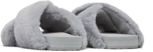 Susie Slippers in Grey Faux Fur