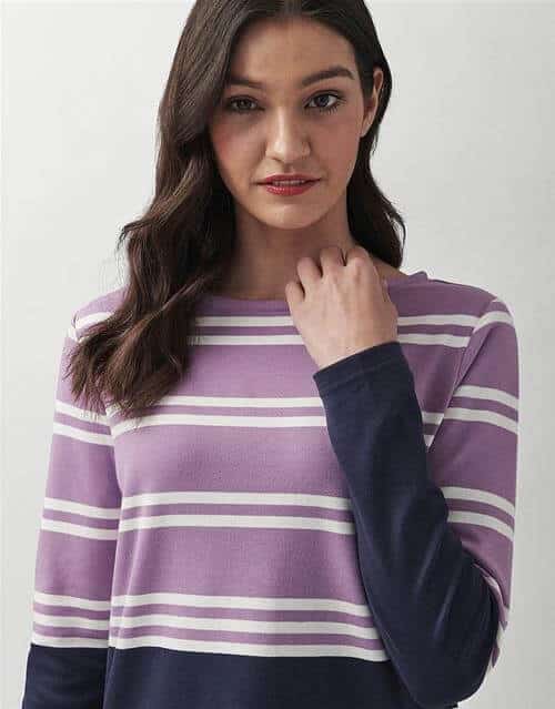 Ultimate breton top in Purple and navy Stripes