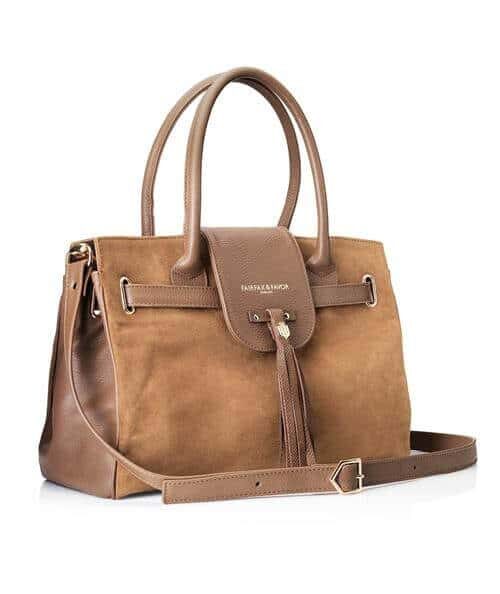 Windsor Handbag in tan suede