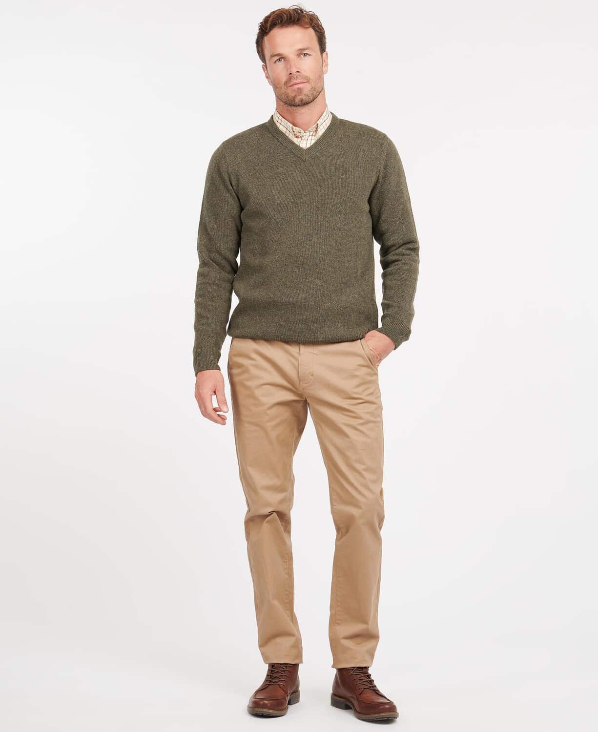 Nelson Essential V Neck Jumper Seaweed - Out and About