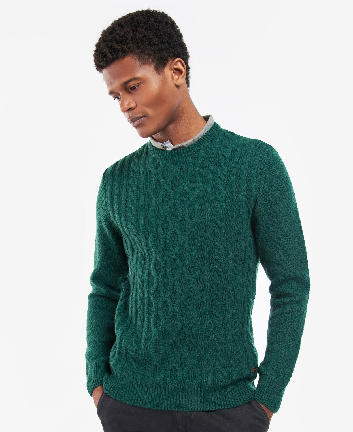 Essential Chunky Cable Knit Sweatshirt Forest - Out and About