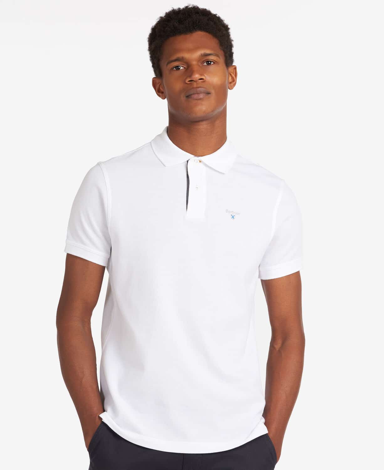 Tartan Pique Polo Shirt – White