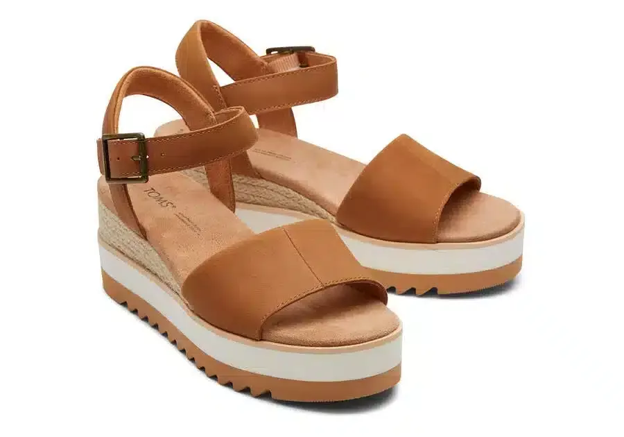 Diana Leather Wedge Sandal – Tan Leather