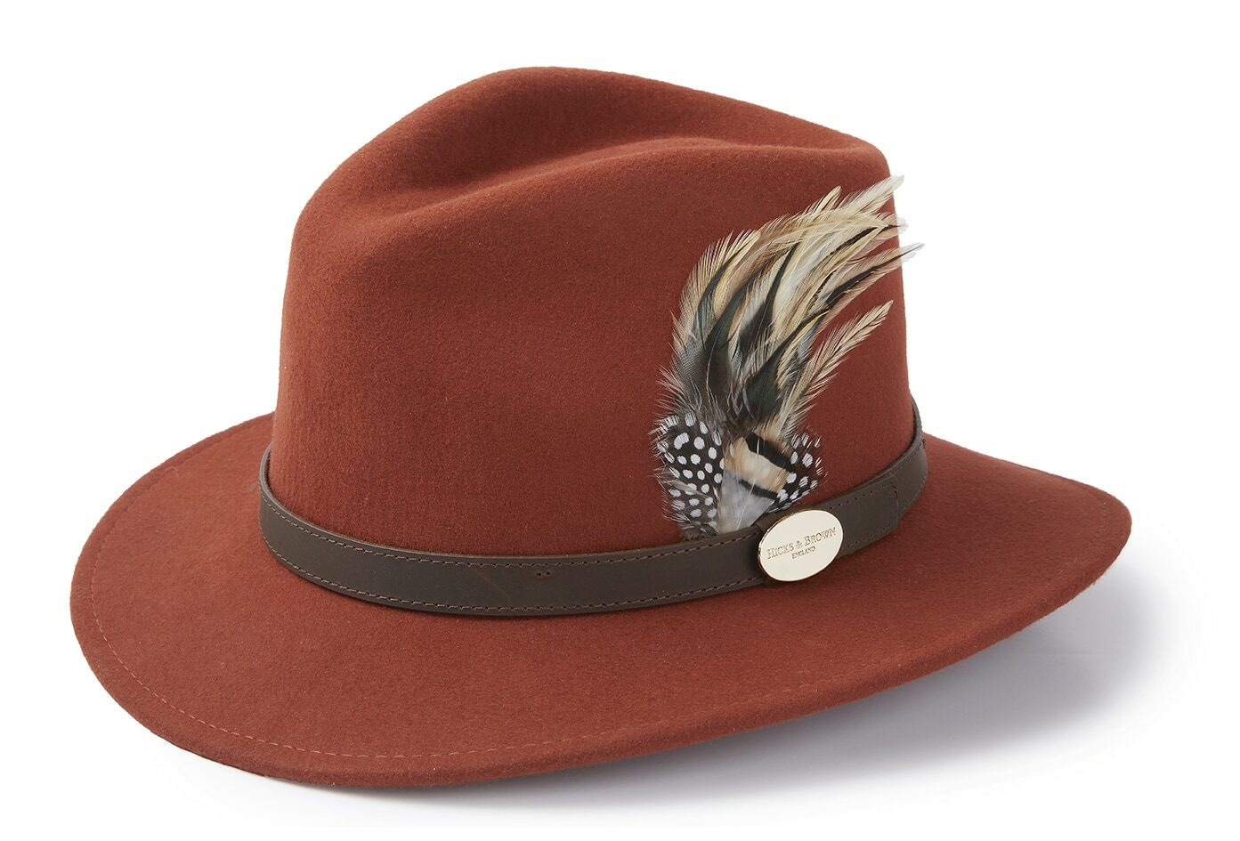 Suffolk Fedora Guinea and Pheasant Feather – Cinnamon