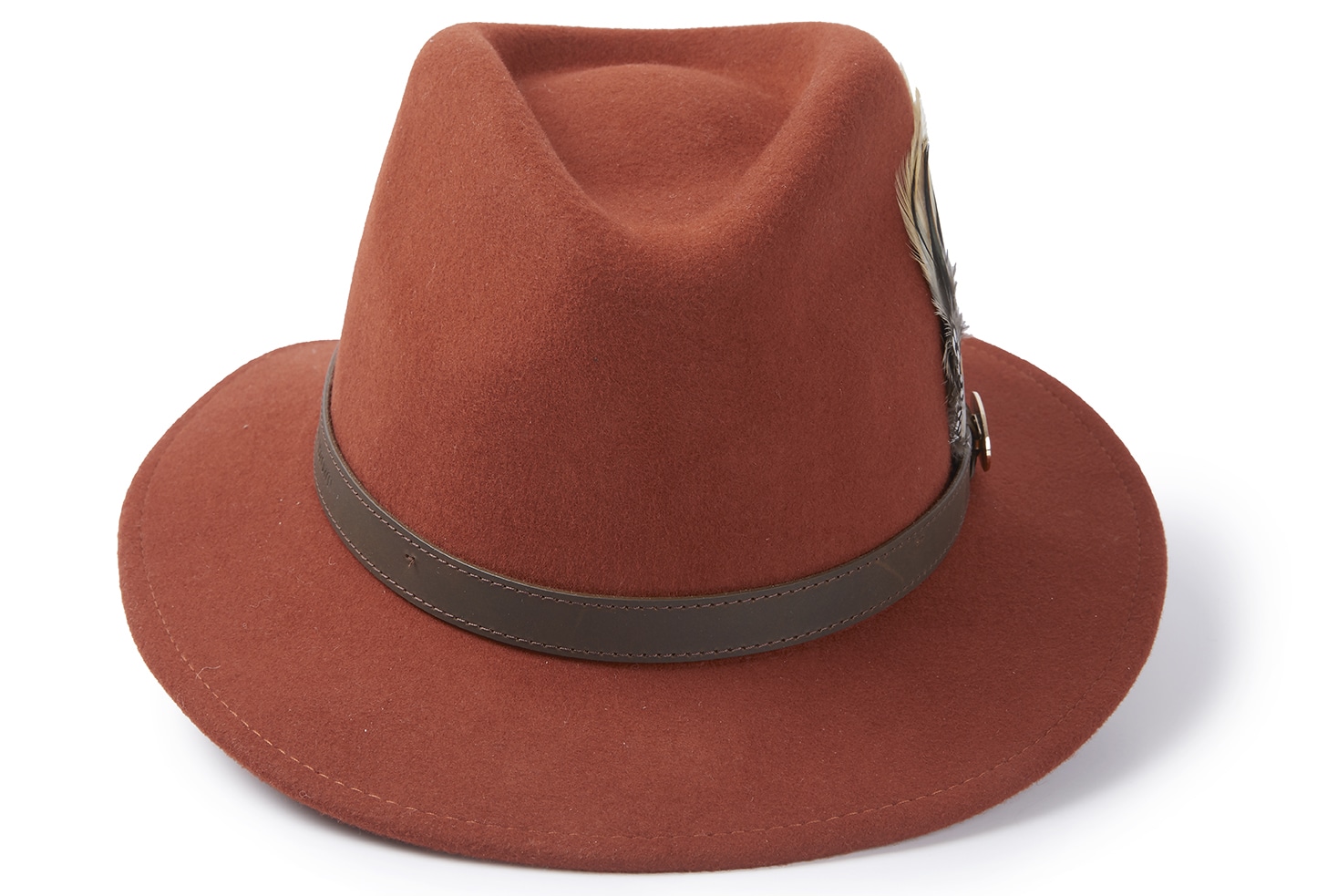 Suffolk Fedora Guinea and Pheasant Feather – Cinnamon