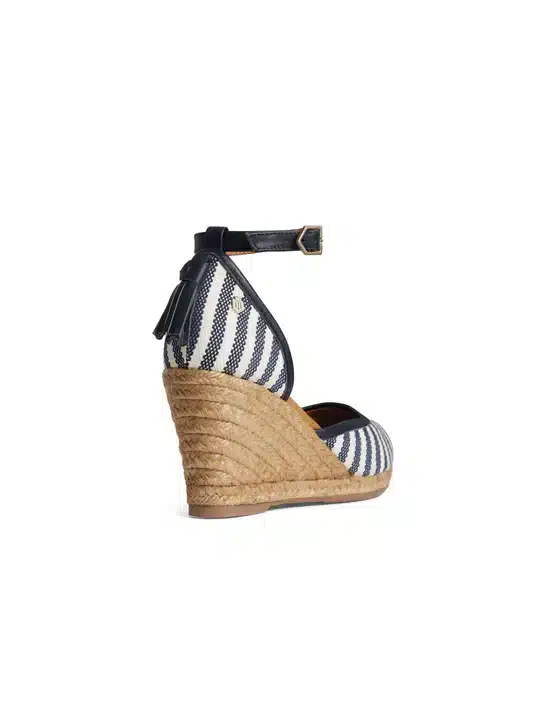 The Monaco Espadrille Wedge – Navy Stripe