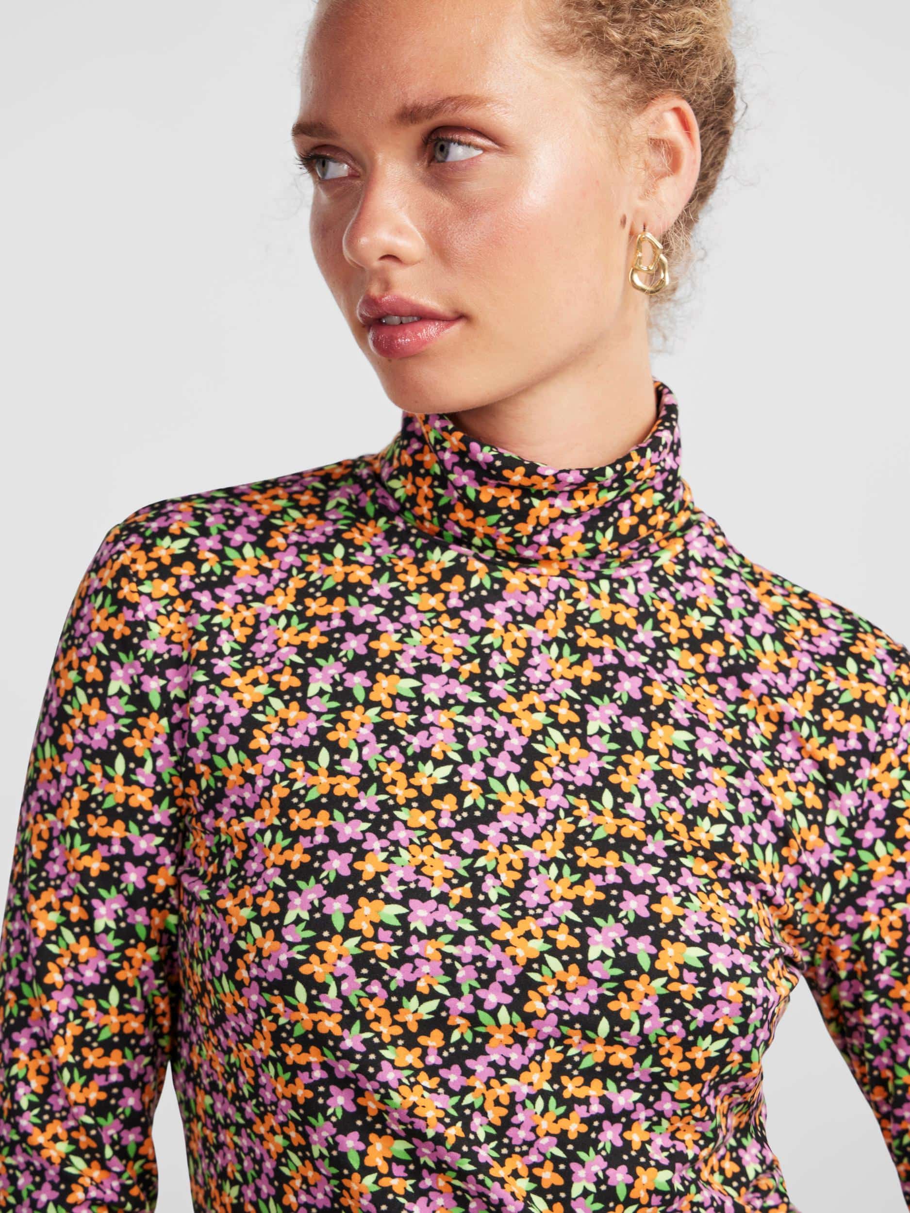 Nala High Neck -Orange Flower