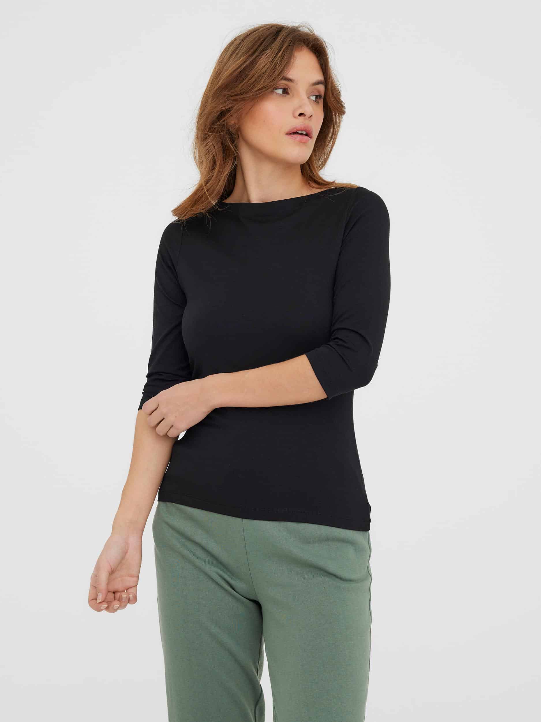 Panda Top 3/4 Sleeve- Black