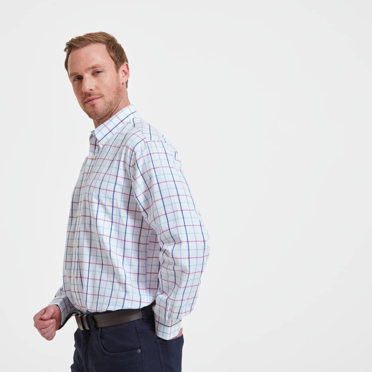 BRANCASTER CLASSIC SHIRT – BLUE/PINK CHECK