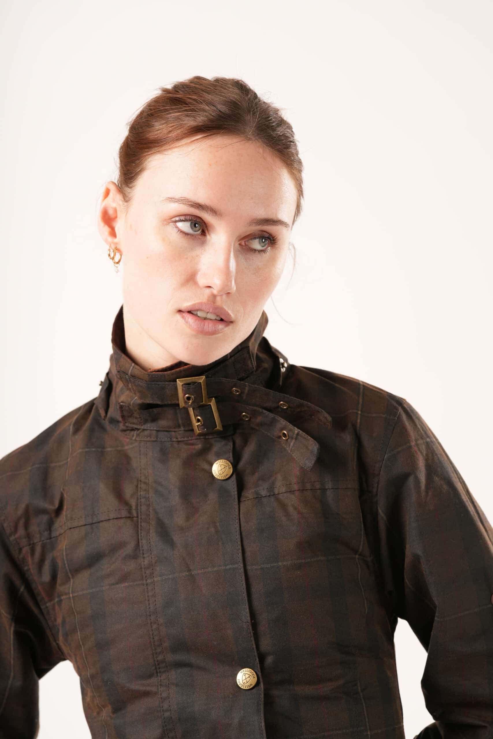 Louise Wax Jacket – Brown Check