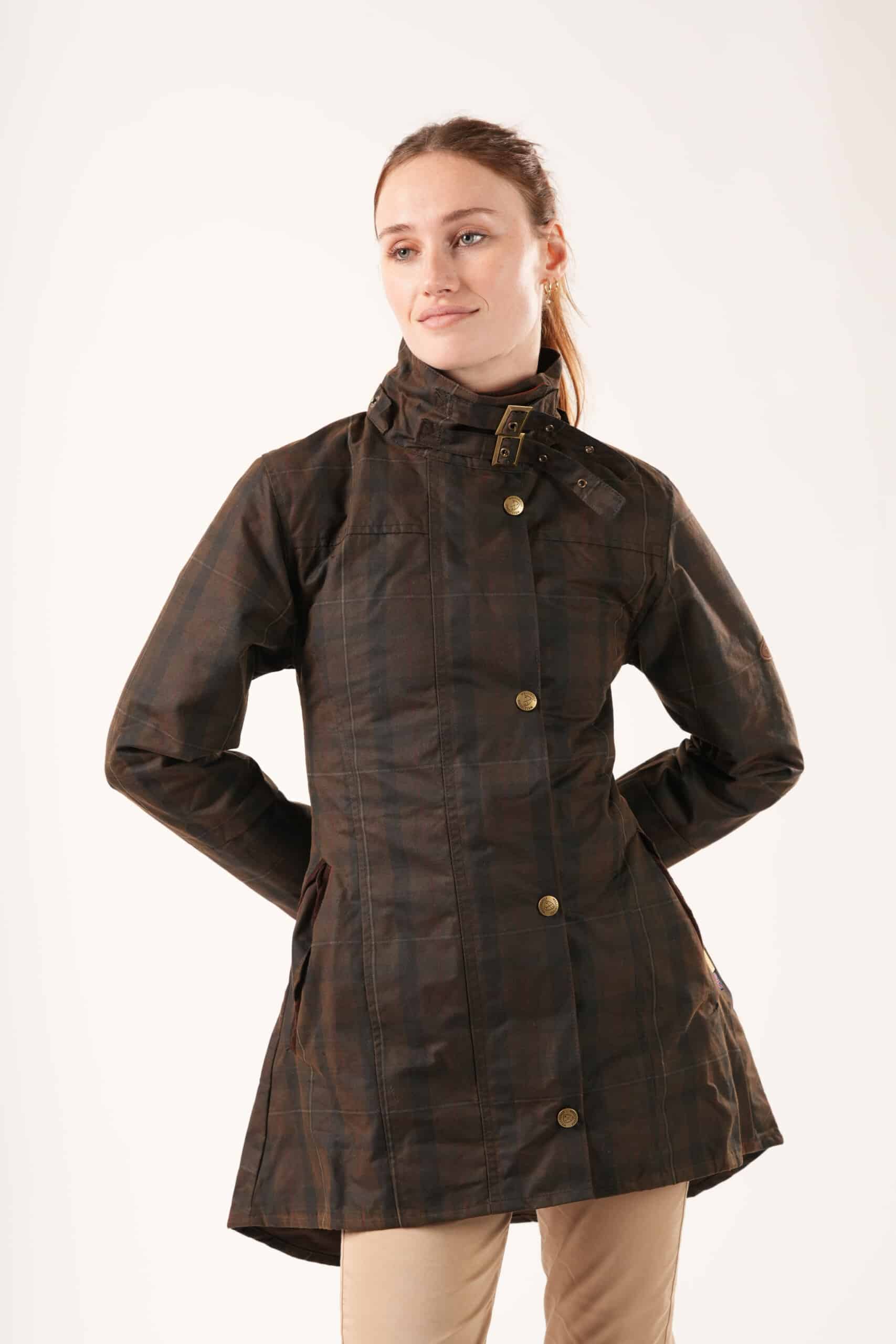 Louise Wax Jacket – Brown Check