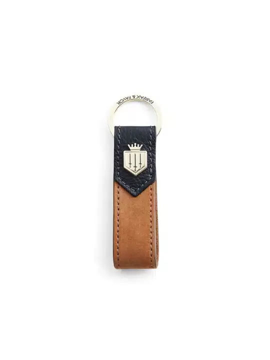 Key Ring – Tan & Navy Leather & Suede