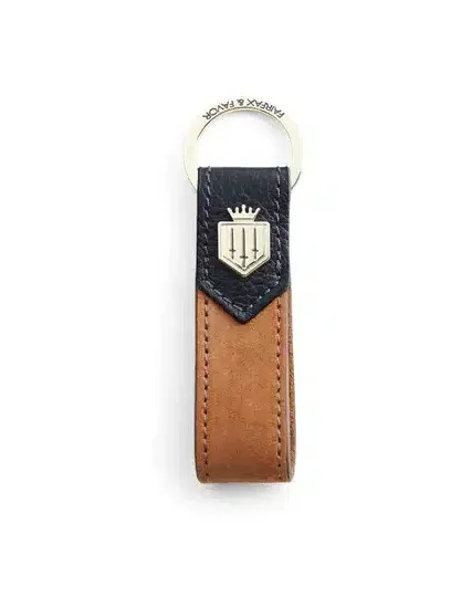 Key Ring – Tan Suede & Navy Leather