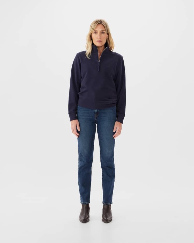 Trickett Quarter Zip Sweatshirt in Dark navy