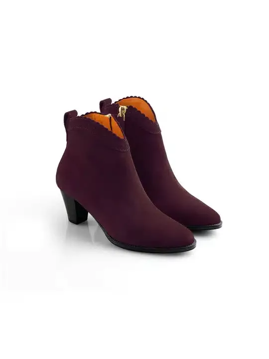 The Regina Ankle Boot – Plum Suede