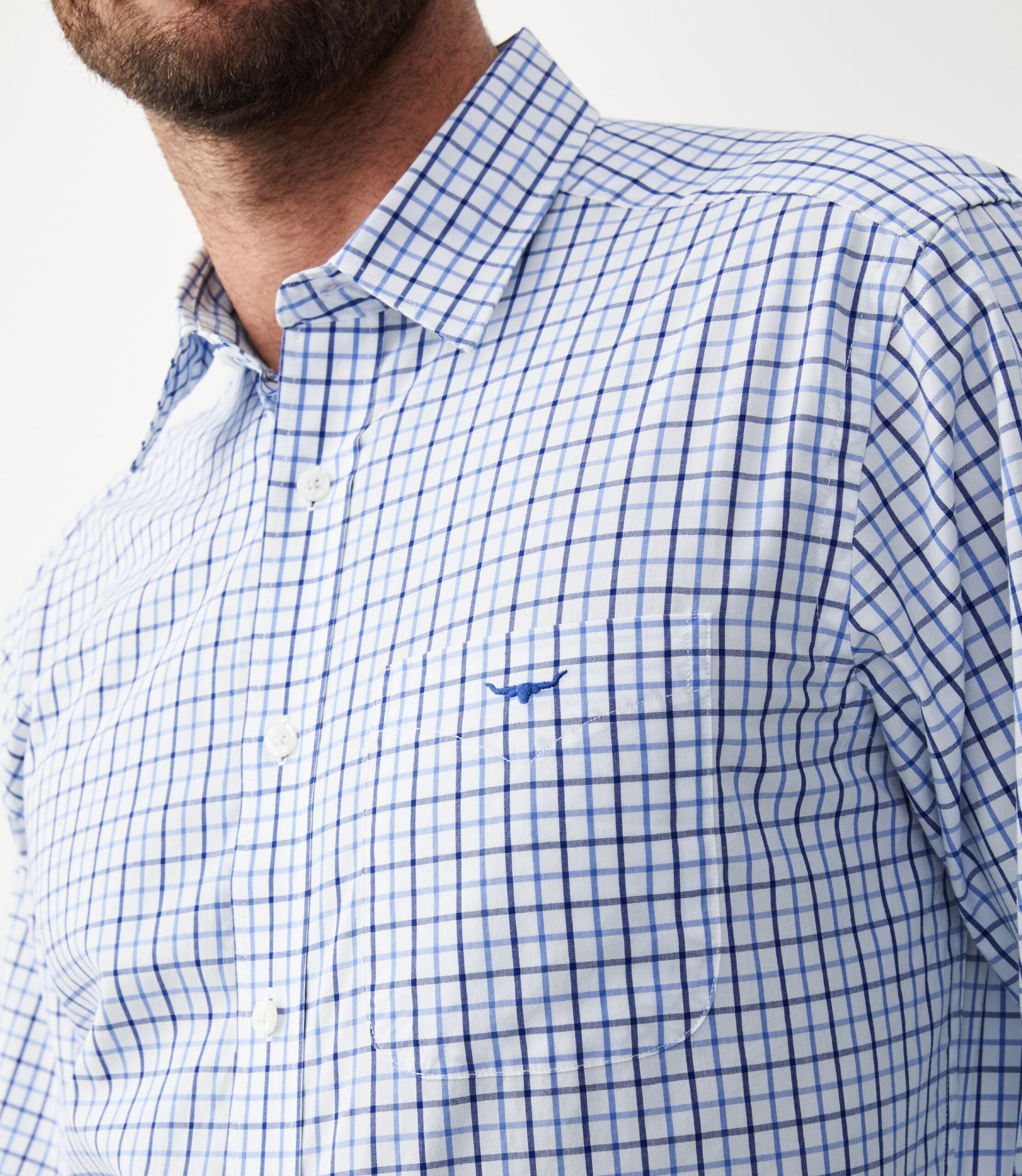 Collins shirt in pale blue / dark blue check