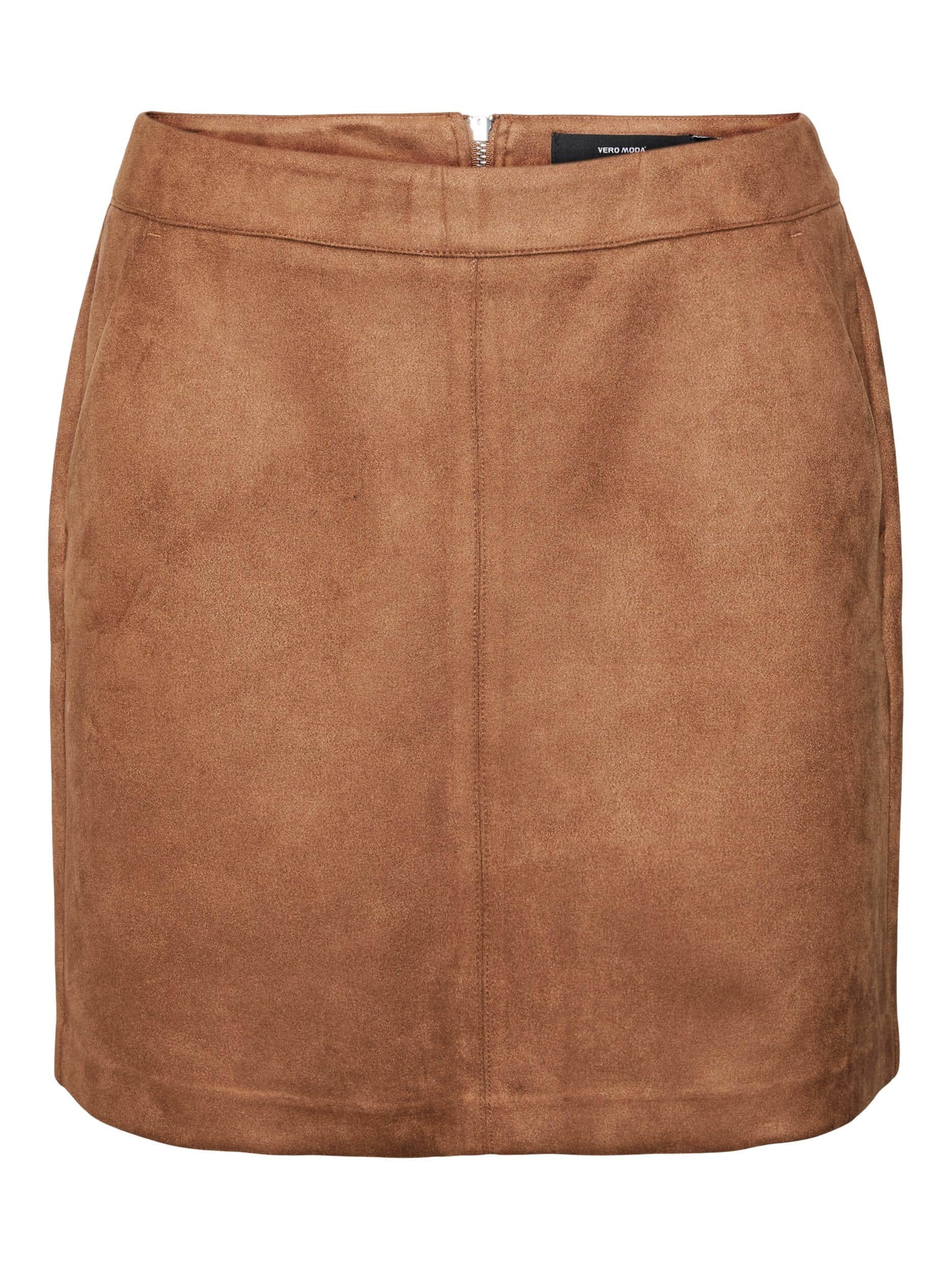 Donna Faux Suede Skirt – Cognac