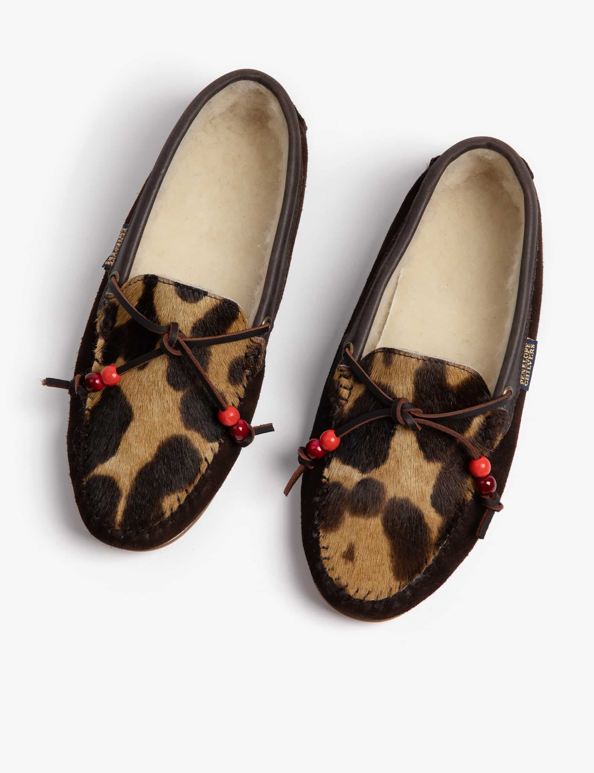 Moccasin Tortoiseshell Wool-Lined Slippers